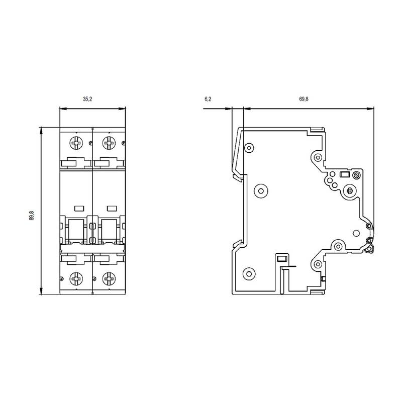 Siemens Leitungsschutzschalter 5SY72047 4A 230V 400V C 2-polig 36x90mm 76mm tief - 4001869190877