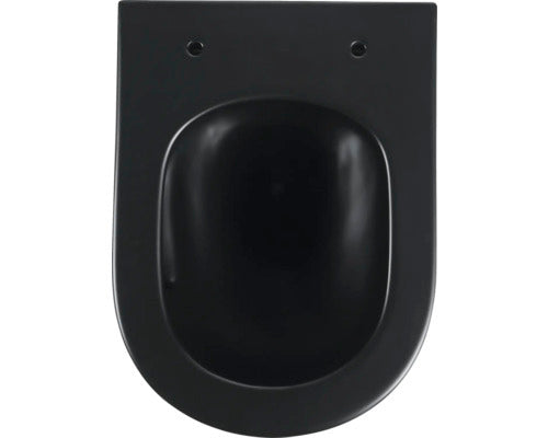 form&style Wand-WC SAMAR Tiefspüler schwarz matt mit WC-Sitz ohne Spülrand - 4306516378227