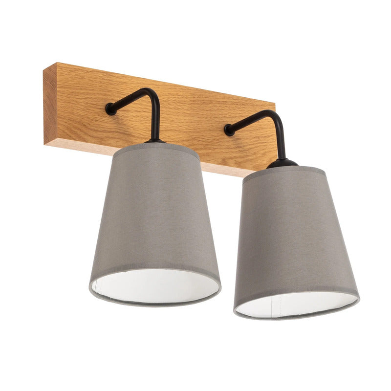 Envostar Wandleuchte grau Risco 2-flg. Stoffschirm dimmbar E27 Holz 33x30cm - 4251911780765