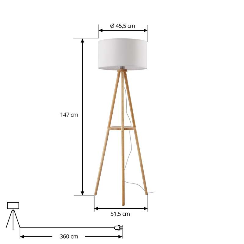 Lindby Stehleuchte Adamio Stehlampe Standleuchte Leuchte weiß Stoff Ø 45,5 cm - 4251911792201
