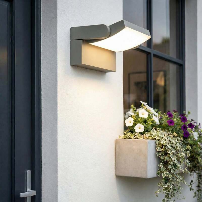 Lindby Außenwandleuchte Sherin LED Gartenlampe schwenkbar IP54 hellgrau 3000K - 4255830907173