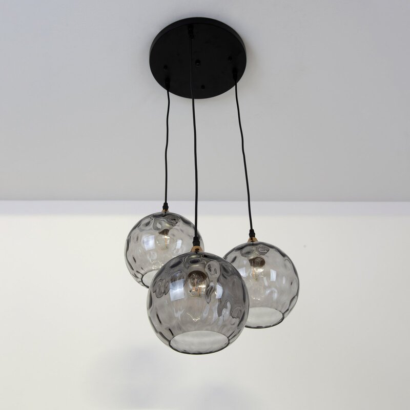 Holländer Hängeleuchte Milano drei Schirme aus Rauchglas Deckenlampe Lampe - 4250151349756