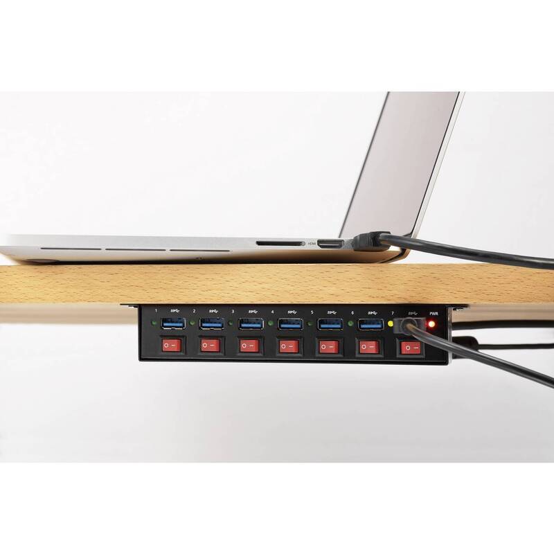 Renkforce 7 Port USB 3.0-Hub Metallgehäuse USB-Verteiler 1089874 Metall Schwarz - 4016138874013