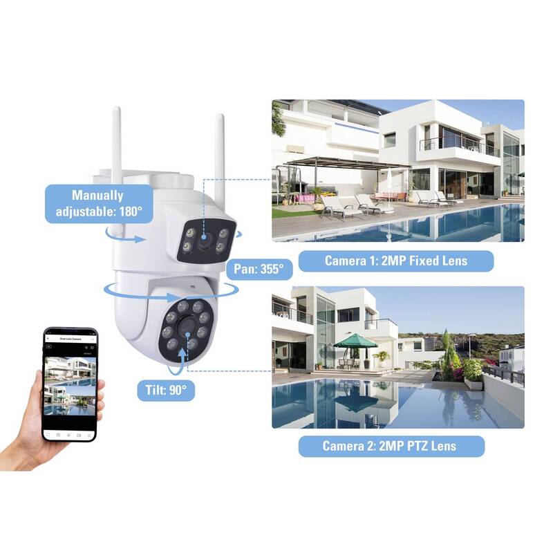 Sygonix WLAN IP Überwachungskamera 1920x1080 Pixel mit 2 Objektiven weiß IP65 - 4064161323237