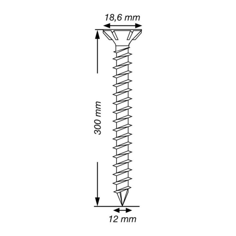 SPAX Schraube Seko-T 12mm x 300mm WIROX mit MULTI-Senkkopf und Spitze 25 Stück - 4003530246296