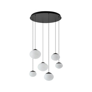 B-Ware Lucande Pendelleuchte Hängelampe LED Lampe Tivar schwarz weiß Glas 6-flammig