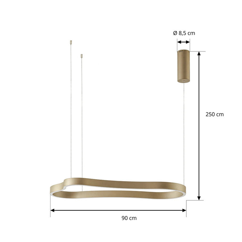 Lucande Hängeleuchte Vikali LED Pendelleuchte dimmbar gold 90x45cm CCT 2460lm - 4255830918155