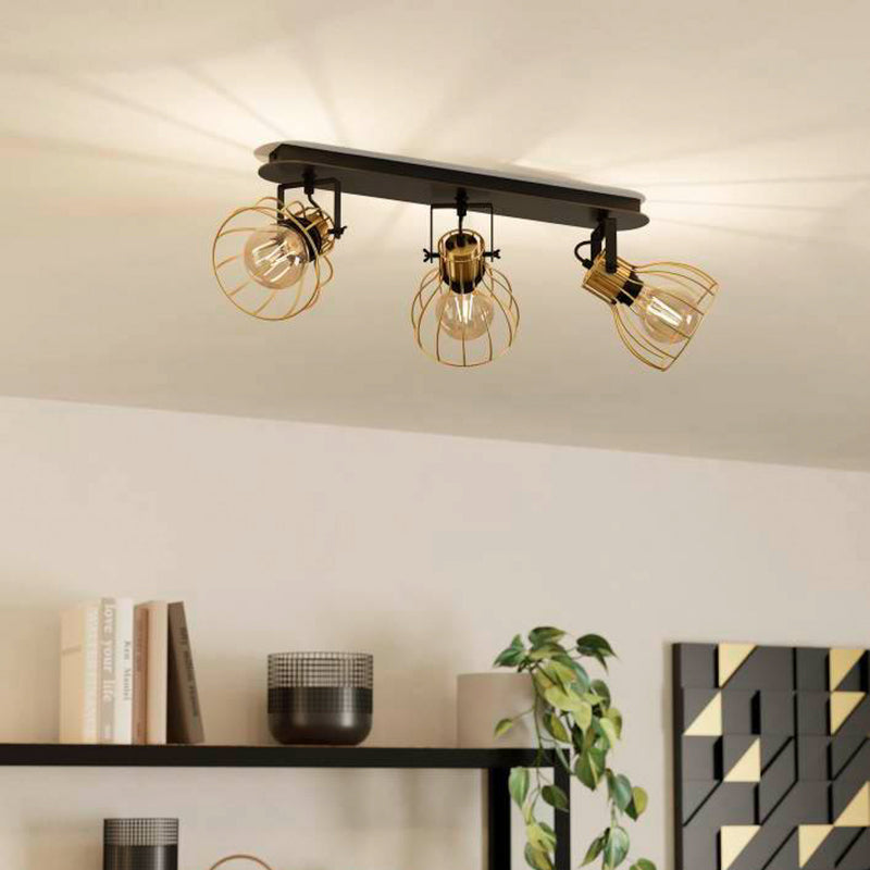 EGLO Deckenlampe 3-flammig Sambatello LED Lampe dimmbar schwarz/gold 70x15cm - 9008606243655