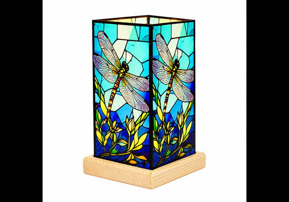 Wagner Life Tischleuchte Art Light Libelle LED Lampe Acryl Holzsockel bunt - 4041678020583