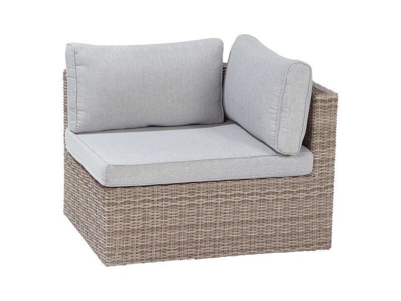 Lounge-Set Olea 5-teilig Polyrattan Sand Ecklounge Sitzgruppe Sonneninsel Garten - 4007873338434