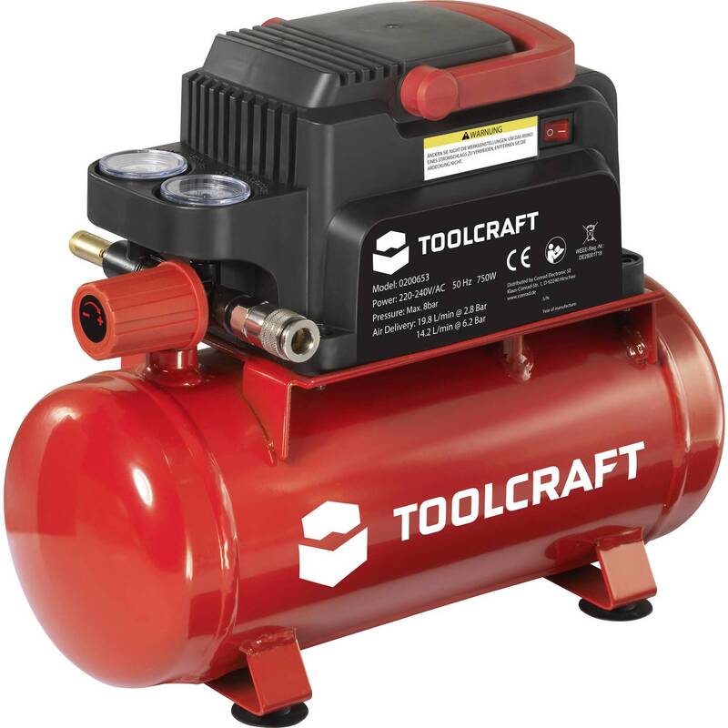 Toolcraft Druckluftkompressor Kompressor Luftkompressor Druckluftgerät 6 l 8 bar - 4064161474007
