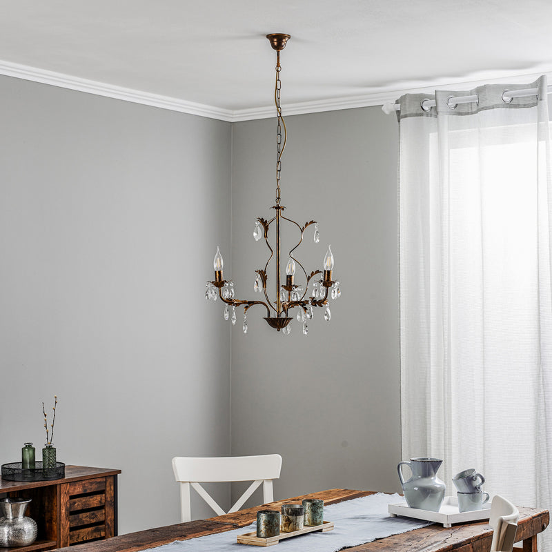 Euluna Kronleuchter Teresa Hängelampe LED 3-flammig dimmbar bronze transparent - 8030626518544