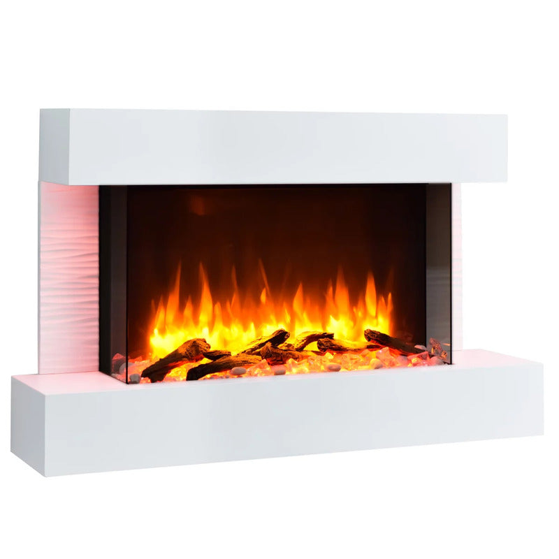 BALDERIA Elektrokamin Wandkamin Aidan 2000W Heizgerät 3D Flammeneffekt weiß - 4260672442157