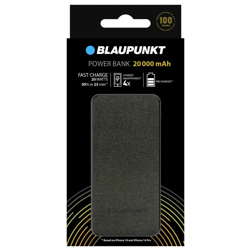 Blaupunkt Powerbank Akku 20000 mAh Quick Charge 3.0 USB PD 3.0 schwarz 156x78mm - 5410853069560