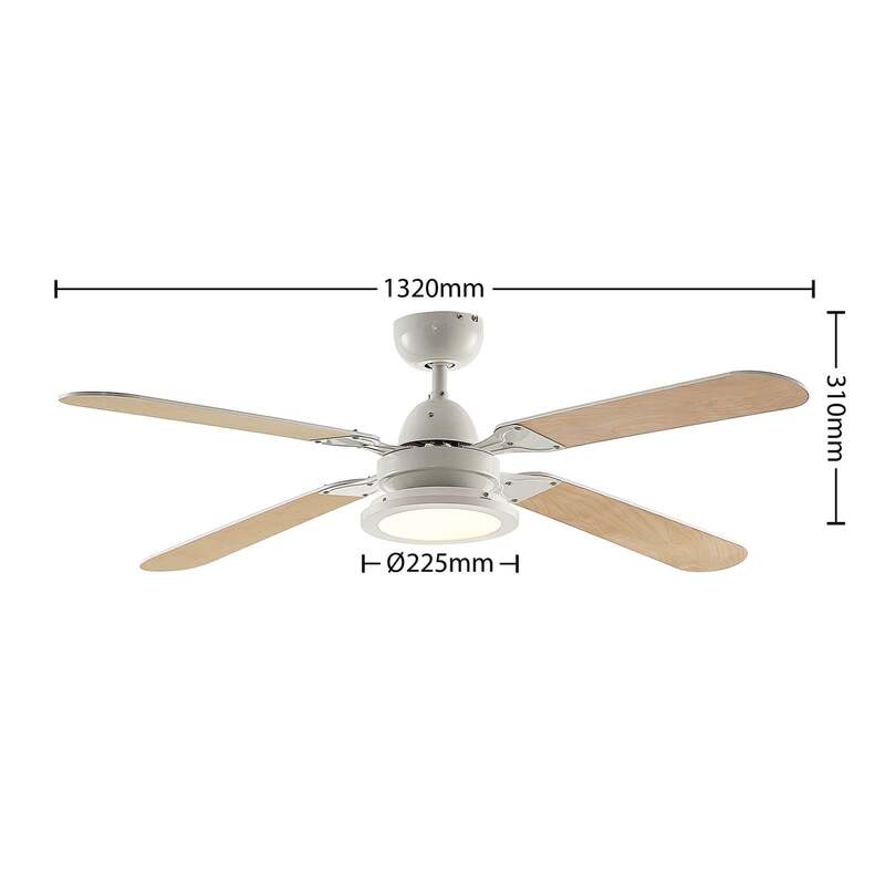 Lindby LED-Deckenventilator Tedric weiß leise Ø 133 cm für 5,4 m² - 4251911788495