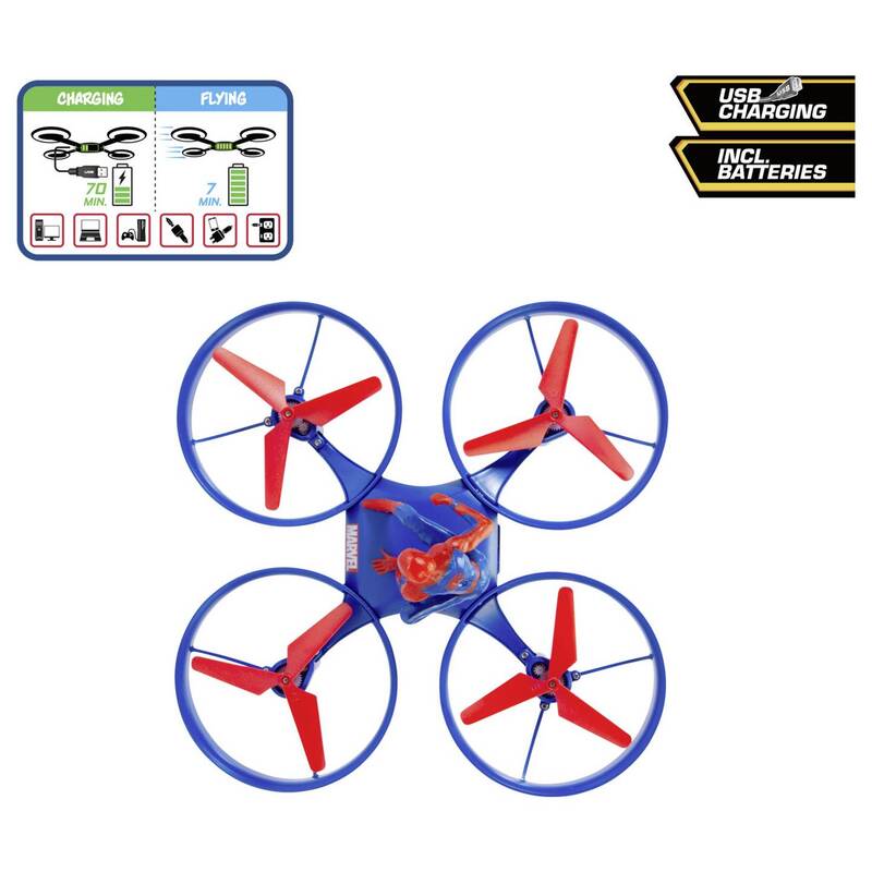 Dickie RC Drohne Spider-Man Quadrocopter Spielzeug ferngesteuert 2,4GHz rot blau - 4006333094446