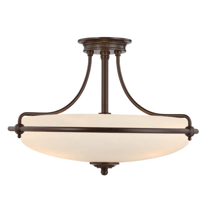 QUOIZEL Deckenlampe Griffin LED Leuchte dimmbar bronze opal Ø53cm 4-flammig - 5024005598107