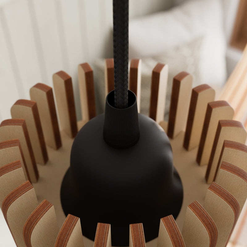 Hängeleuchte Bottle dreiflammig LED Pendelleuchte dimmbar schwarz Holz Stahl - 5907623619907
