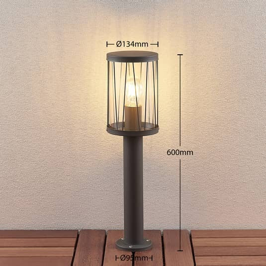 Lindby Yonan Sockelleuchte Außenleuchte Außenlampe Leuchte Lampe rund dunkelgrau - 4251096575934