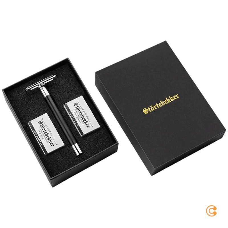 Störtebekker Premium Rasierhobel Hamburg mit 10 Klingen & Leder-Etui - 4260554493970