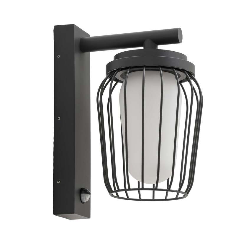 Lucande Außenwandleuchte Chandan 30 cm Sensor Aluminium Dunkelgrau IP54 - 4251911764314