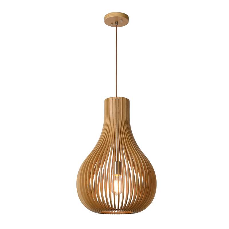 Lucide Hängeleuchte Bodo LED Pendelleuchte Lampe dimmbar Holz hellbraun 55cm - 5411212010766