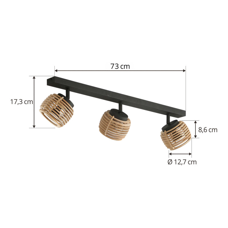 Lindby Deckenleuchte Ediz, 3-flammig GU10 Holz 73 cm lang Deckenlampe Lampe Spot - 4251911777338