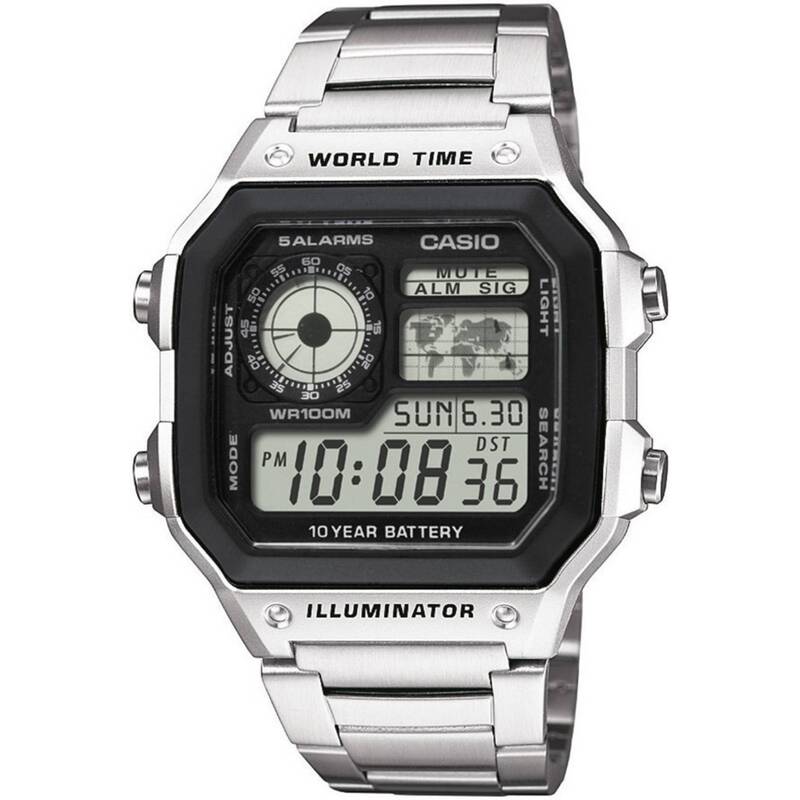 Casio Armbanduhr Quarz AE-1200WHD-1AVEF digital wasserdicht 10 ATM silber 50g - 4971850968801