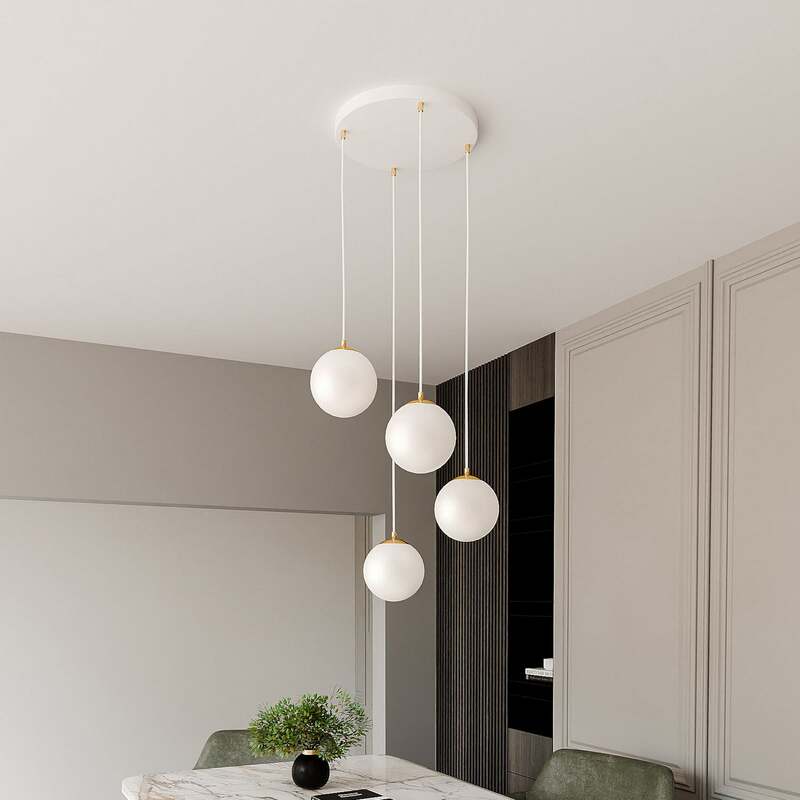 Hängeleuchte Royal 4-flg opalweiß/weiß Glas E14 dimmbar 100cm max Abhängung - 5901738926158