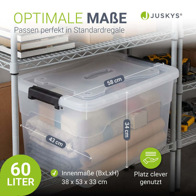 Aufbewahrungsbox mit Deckel Kunststoffboxen Organizer 60L 4er Set weiß grau - 4260565529316
