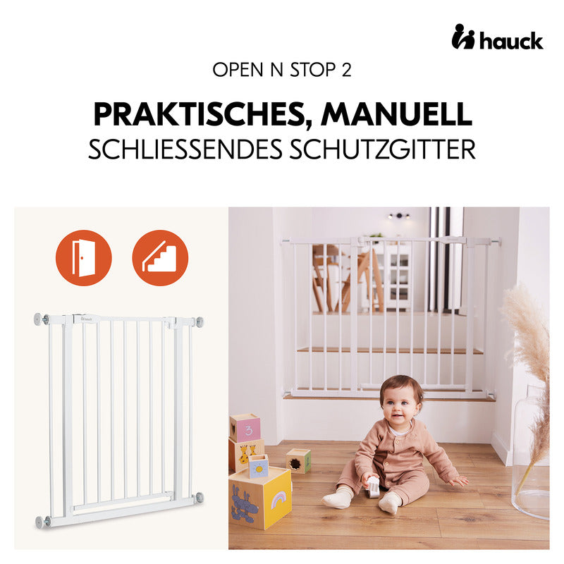 Hauck Tür- & Treppenschutzgitter Open N Stop 2 White einhandbedienbar 75-80cm - 2000586680502