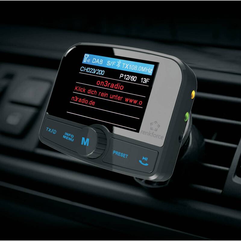 Renkforce RFCRDAB100 DAB Empfänger Radio Saugnapfhalterung Bluetooth Musikstream - 4064161398532