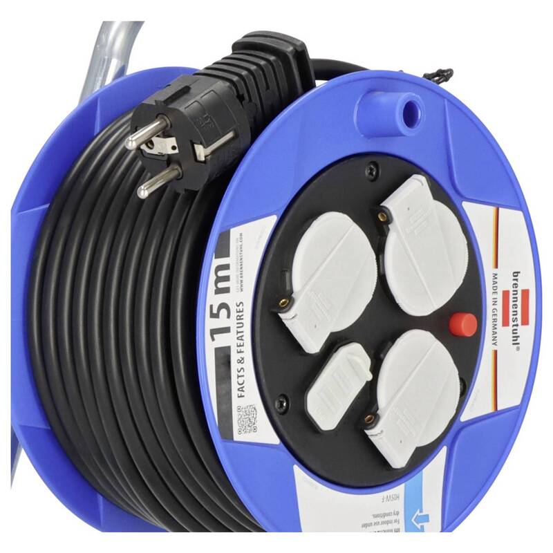 Brennenstuhl Kabeltrommel 15m Schutzkontakt-Stecker 3-fach USB Schwarz IP20 230V - 4007123661800