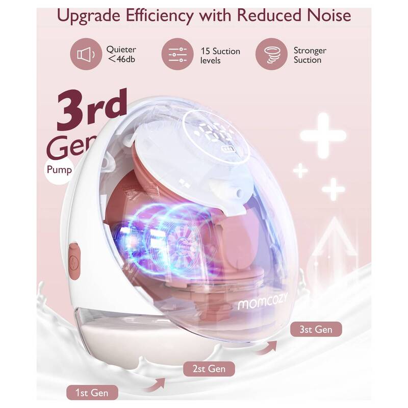 Momcozy Milchpumpe Mobile Flow M9 Akkupumpe 2 Stück Hautfreundlich Weiß Pink - 0762765367858