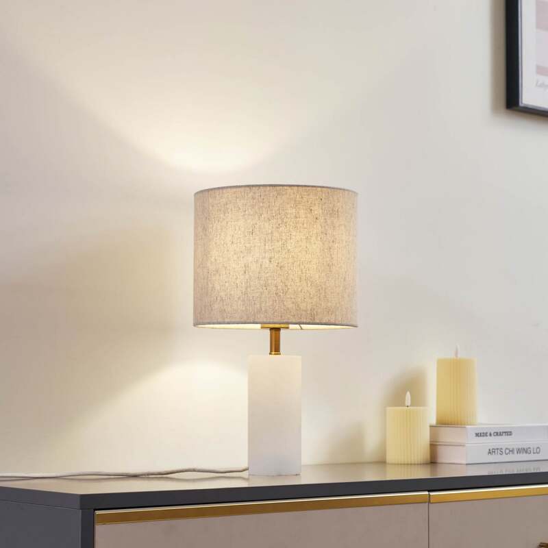 Lindby Tischlampe Alabaster Tischleuchte Leuchte weiß/beige Ø 25cm Marmor E27 - 4251911794977