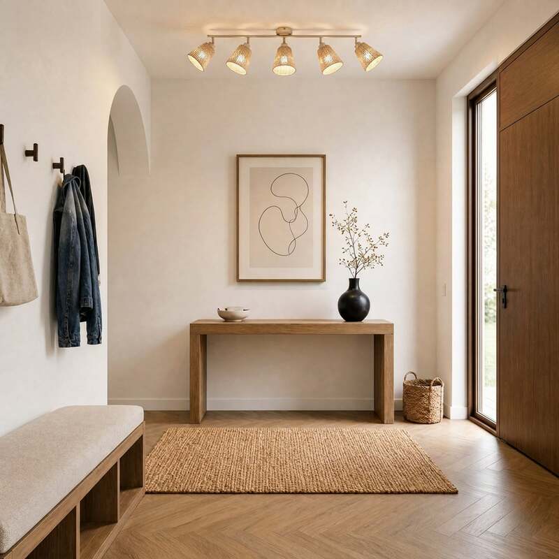 Lindby Deckenstrahler Anuva LED Strahler 5-flammig dimmbar beige 86x13cm - 4255830913693