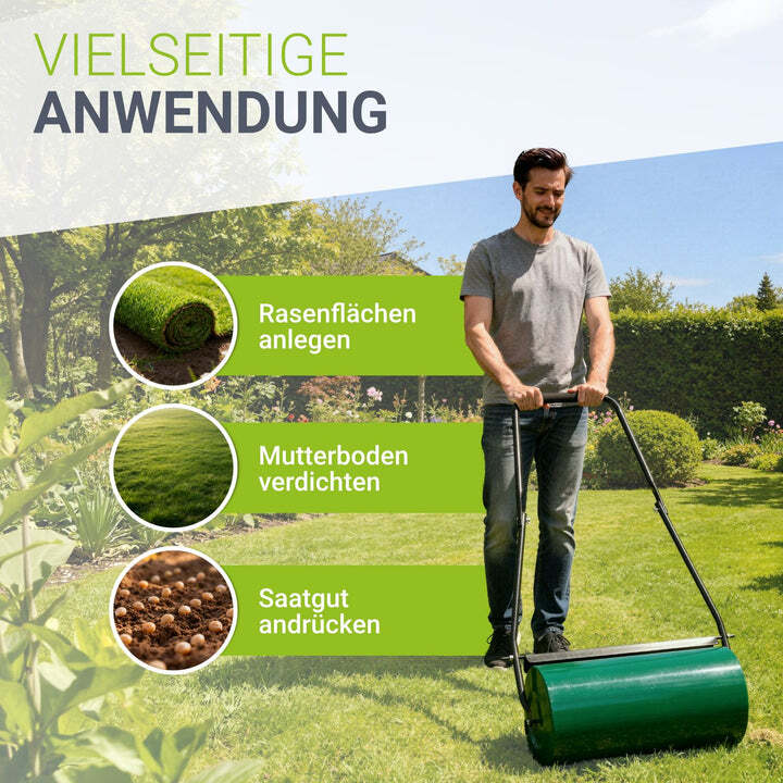 Garten Rasenwalze Fritz Metall befüllbar leichtgängig 50l schwarz grün 110x60cm - 4260304765708