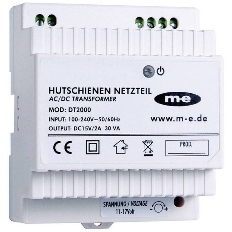 HUTSCHIENEN-NETZTEIL DT 2000 Türsprechanlage 15 V/DC 2 A Weiß M-E modern elec... - 4250109162000