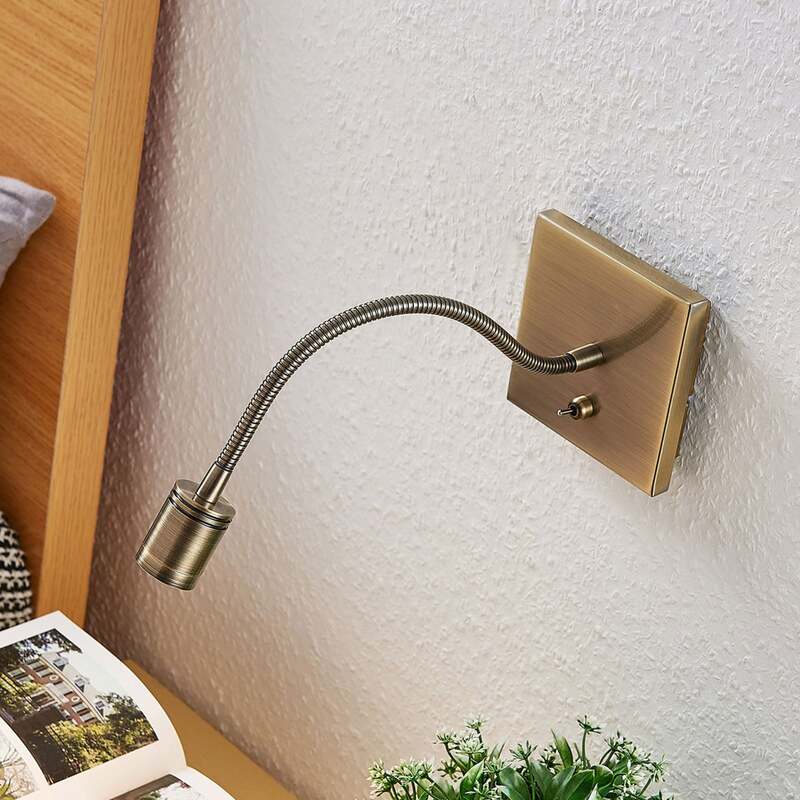 Lindby Wandlampe Leselampe Mayar LED altmessing Metall 11cm Höhe 35cm dimmbar - 4251096556872