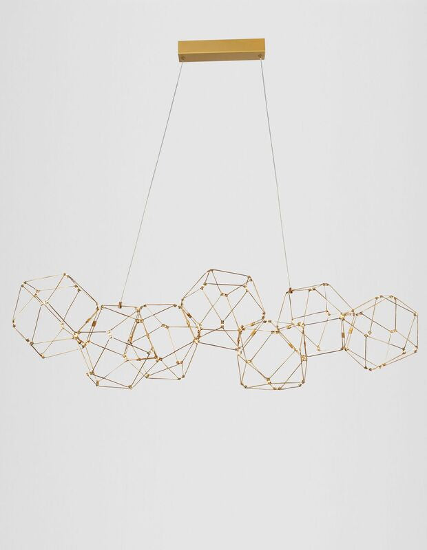 Nova Luce Pendelleuchte Hängeleuchte NEBULA LED Gold Warmweiß 33,6 W 108 cm - 5212017420596