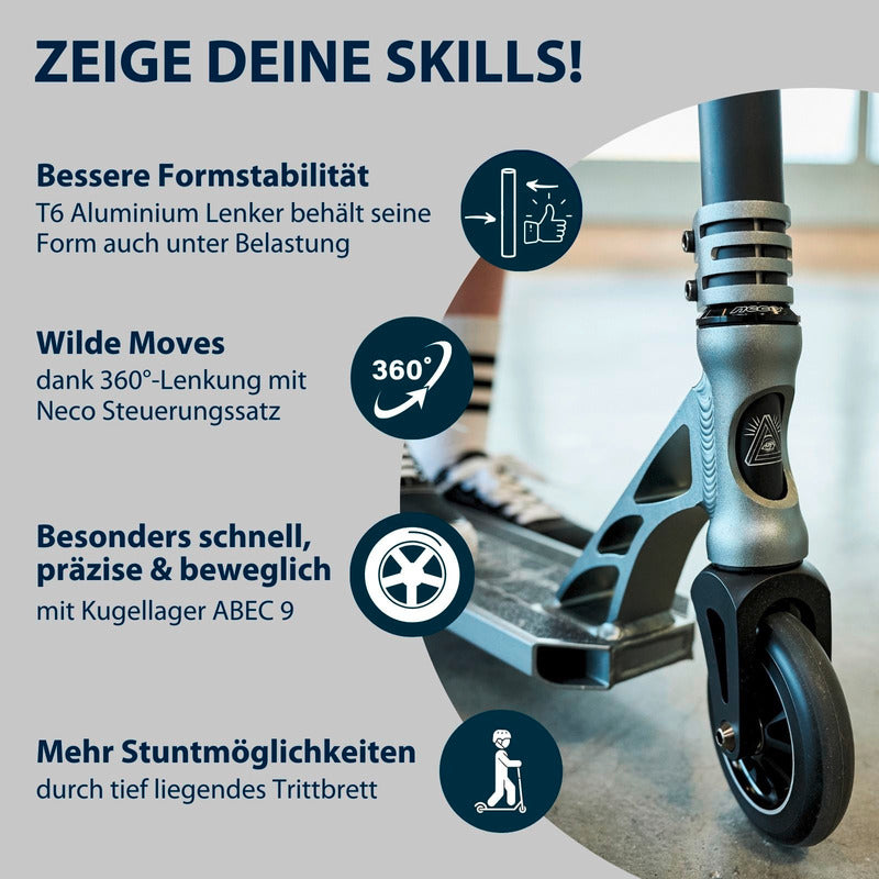 HUDORA Stunt Scooter 360 Pro anthrazit Aluminium 100 kg max. Nutzergewicht - 4005998857526