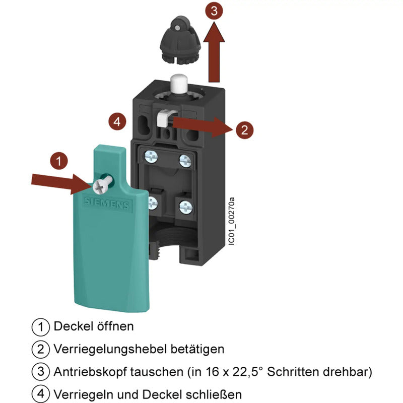 Siemens Positionsschalter 3SE5242-0HE10 IP66 IP67 6A Rollenhebel - 4011209694989