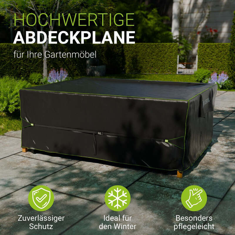 Abdeckplane Gartenmöbel Schutzhülle wasserdicht schwarz 250x210x90cm winterfest - 4262437184371