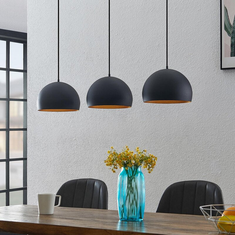 Lindby Pendellampe Tarjei 120cm schwarz/gold Metall 3xE27 dimmbar - 12755735109918