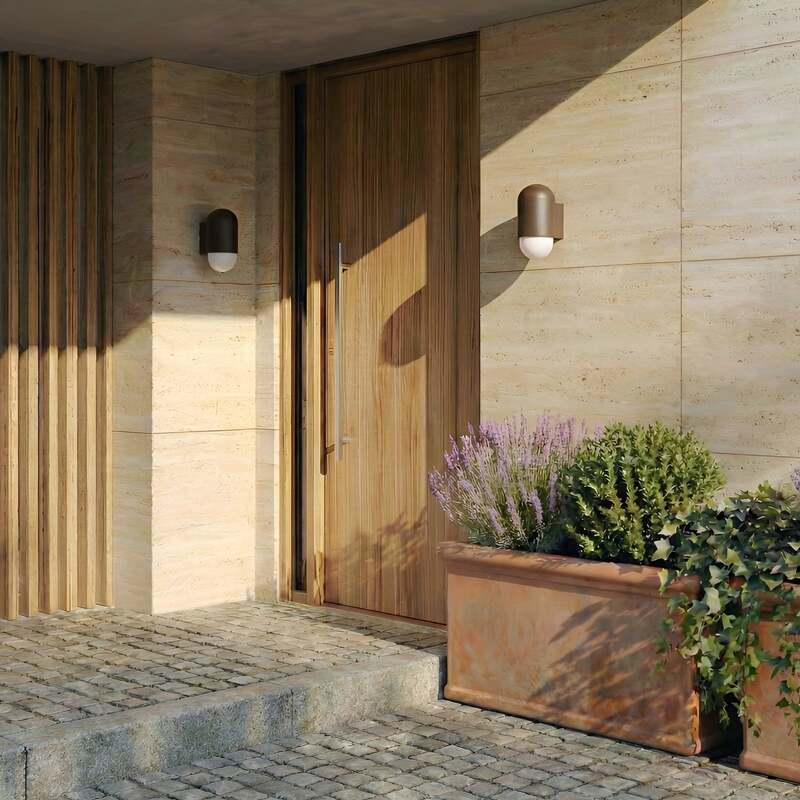 Lindby Außenwandleuchte Pilva LED Gartenlampe Wandleuchte dimmbar braun IP44 - 4255830907296