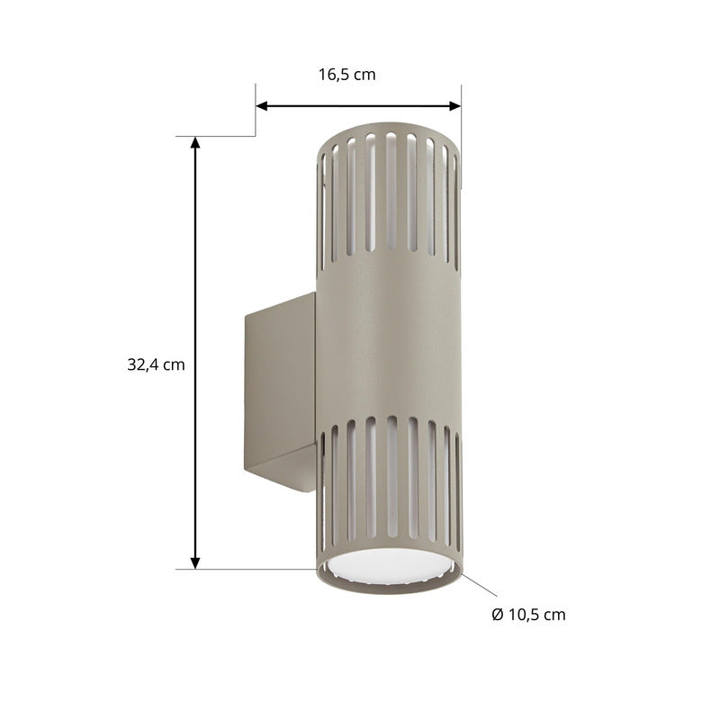 Lurinda Außenwandlampe steingrau 2-flammig LED Wandleuchte IP44 Ø10cm - 4255830907432