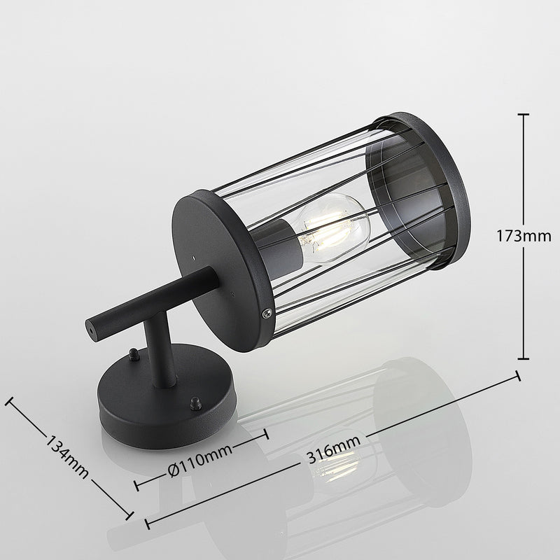 Lindby Yonan AußenWandleuchte Gartenleuchte Terrassenlampe rund dunkelgrau E27 - 4251096575903