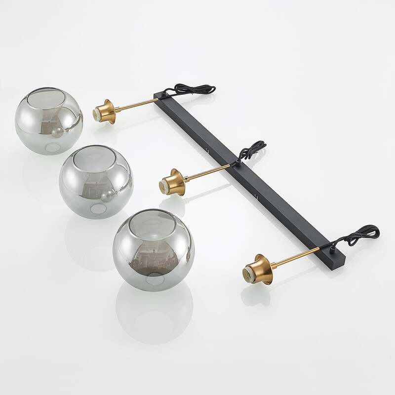 Lindby Hängeleuchte Hiwana LED Pendelleuchte dimmbar rauchgrau messing 3-flammig - 4251096598261