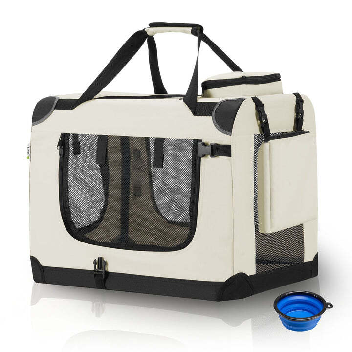 Hundebox Auto faltbar Lassie Hundetransportbox Tragegriff Liegedecke Beige 50x70 - 4260304769935
