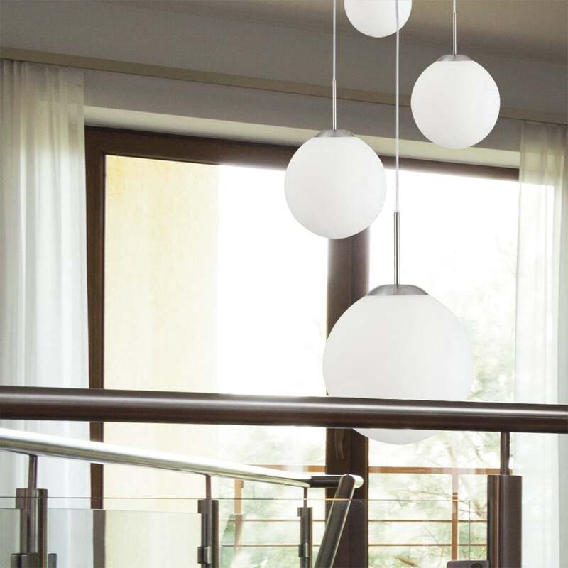 Steinhauer Hängeleuchte Bollique stahl opalweiß Glas 5-flammig SIEHE TEXT/FOTO - 8712746092561